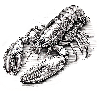 Hand-drawn illustration of a lobster